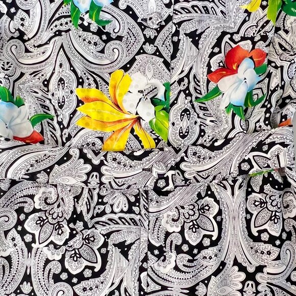 Richie Freeman For Teri Jon Silk Floral & Paisley Print Dress Midi Length Sz 10 - Picture 14 of 16